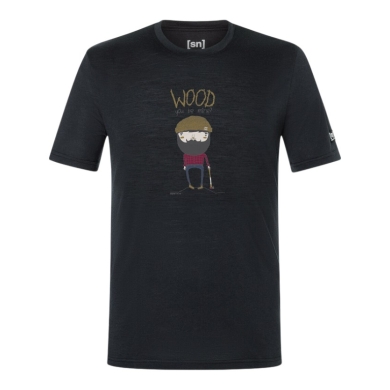 super natural leisure T-shirt Wood Crafti Tee (Merino mix) black men's