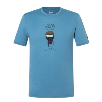 super natural leisure T-shirt Wood Crafti Tee (Merino mix) blue men's