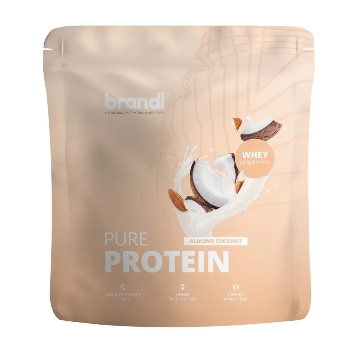 Brandl Protein Powder Pure Protein Almond/Coconut 1000g Zip Bag