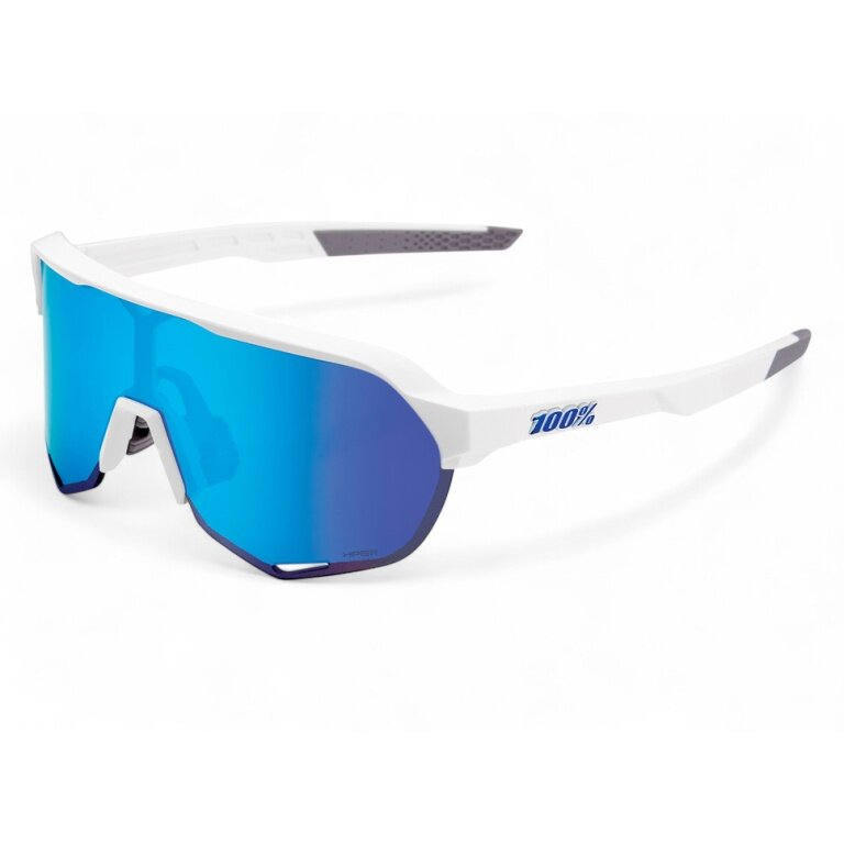 100% Sport Sunglasses S2 HiPER Mirror Lens white/blue - 1 pair of glasses with hard case