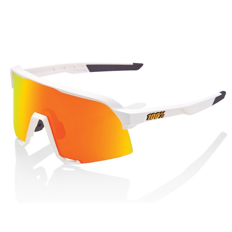 100% Sport Sunglasses S3 HiPER Mirror Lens white/orange - 1 pair of glasses with hard case