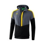Erima Squad Tracktop Hooded Training Jacket Grey/Black/Yellow Men