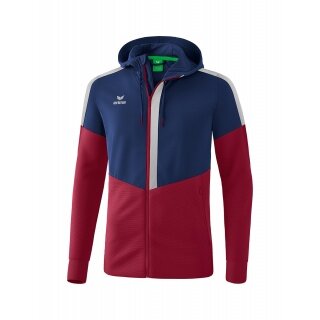 Erima Squad Hooded Training Jacket in Navy Blue/Bordeaux Red/Grey Men