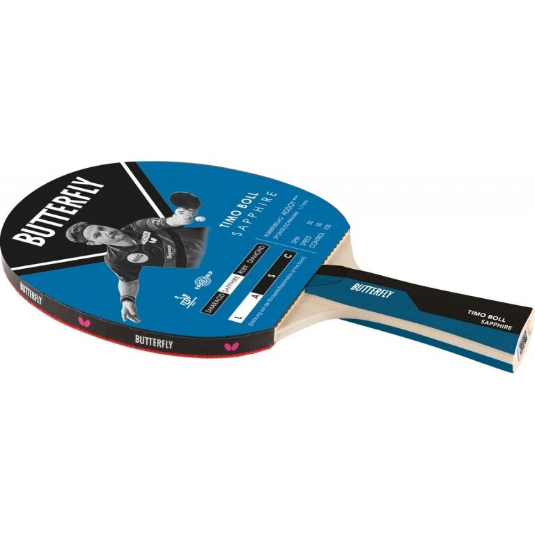 Butterfly Table Tennis Racket Timo Boll Sapphire (Addoy Rubber 1.7mm, Ergo Grip) - 1 Racket