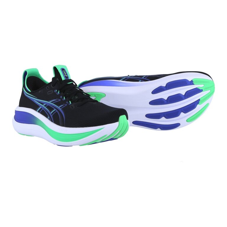 Asics running shoes Gel Nimbus 28 (cushioning) black/cobalt blue/green men's