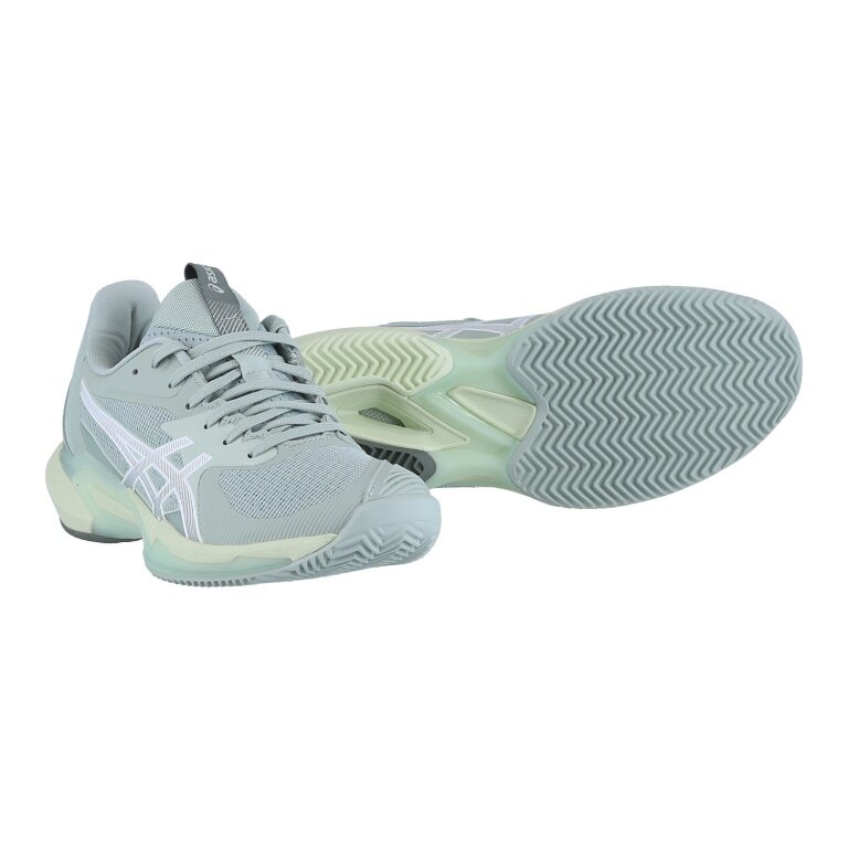 Asics Tennis Shoes Solution Speed FF 3 Clay/Sand Court 2025 Light Grey/Green Ladies
