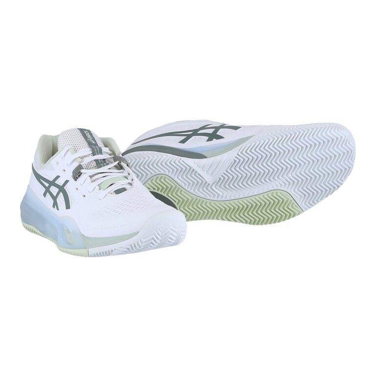 Asics Tennis Shoes Gel Resolution X Clay/Sand Court (Stability) 2025 White/Light Green Ladies