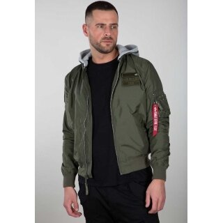 Alpha Industries Flight Jacket MA-1 TT Custom with Hood Olive Green Men