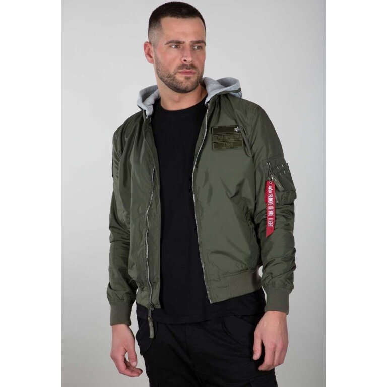 Alpha Industries Flight Jacket MA-1 TT Custom with Hood Olive Green Men