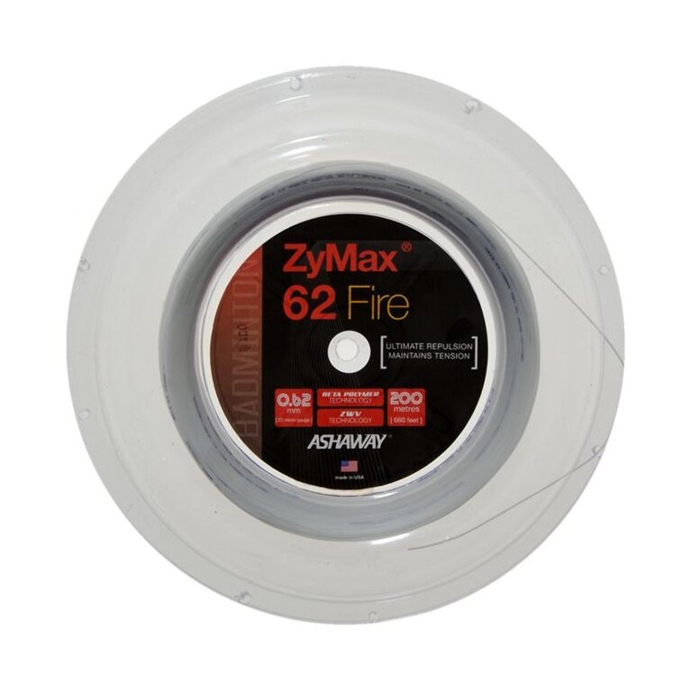 Ashaway Badminton String Zymax 62 Fire White 200m Roll