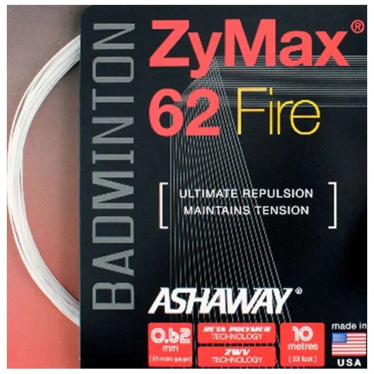 Ashaway Badminton String Zymax 62 Fire white 10m Set