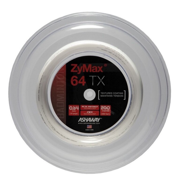 Ashaway Badminton String Zymax 64 TX White 200m Roll