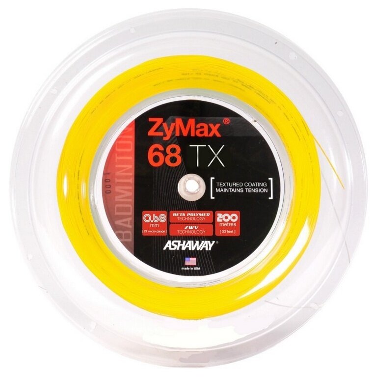 Ashaway Badminton String Zymax 68 TX Yellow 200m Roll