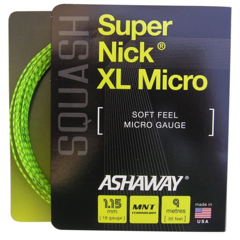 Stringing with squash string Ashaway Super Nick XL Micro yellow