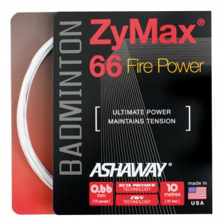 Ashaway Badminton String Zymax 66 Fire Power white 10m Set