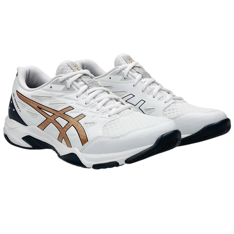 Asics Indoor Court Shoes Gel Rocket 11 (multifunctional/Stability) 2024 white/black/gold men's