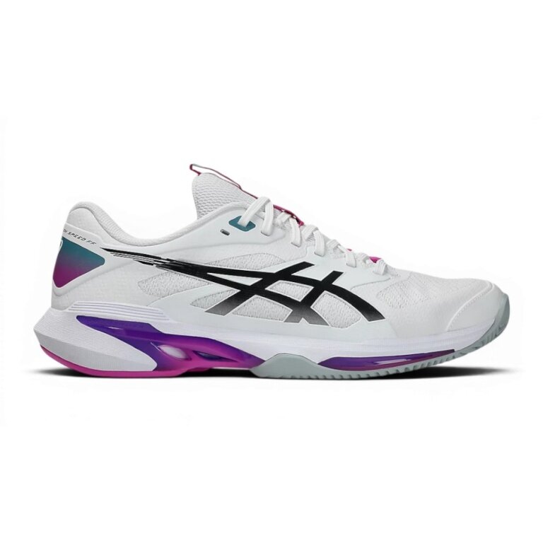 Asics Tennis Shoes Solution Speed FF 4 Clay/Sand Court/Lightweight White/Purple Men's