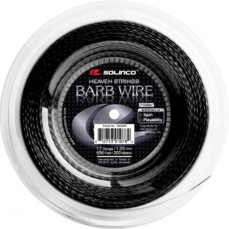 Solinco Tennis String Barb Wire (Spin+Durability) black 200m roll