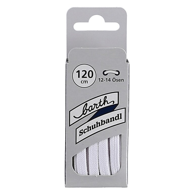 Barth Shoelaces Stylish slim flat white 120cm