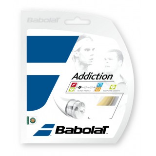 Stringing with Babolat Addiction tennis string (Touch + arm-friendly) natural.