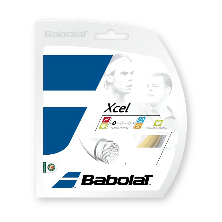 Stringing with tennis string Babolat XCel natural