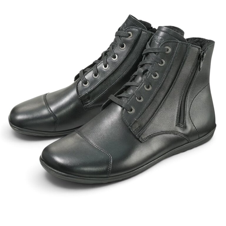Bear Ankle Boot Jason (Barefoot Shoes, Cow Nappa Leather) black Men's