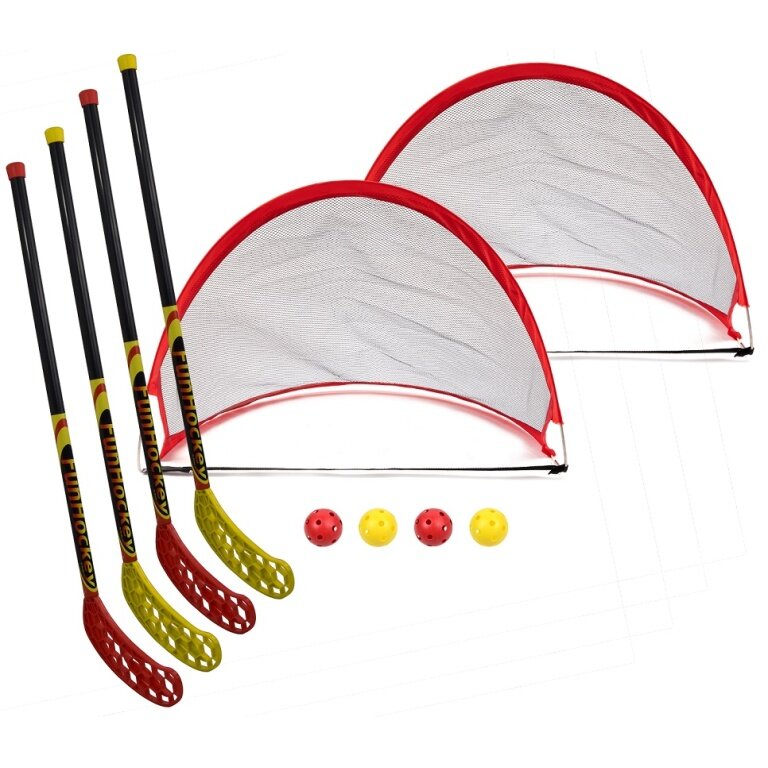 Bandito Funhockey Set Mini (Floorball) Pop Up Goal (4x sticks, 4x balls, 2x mini goals)