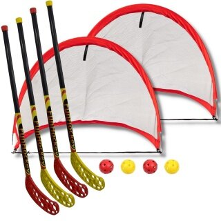 Bandito Funhockey Set Maxi (Floorball) Pop Up Goal (4x sticks, 4x balls, 2x Maxi goals)