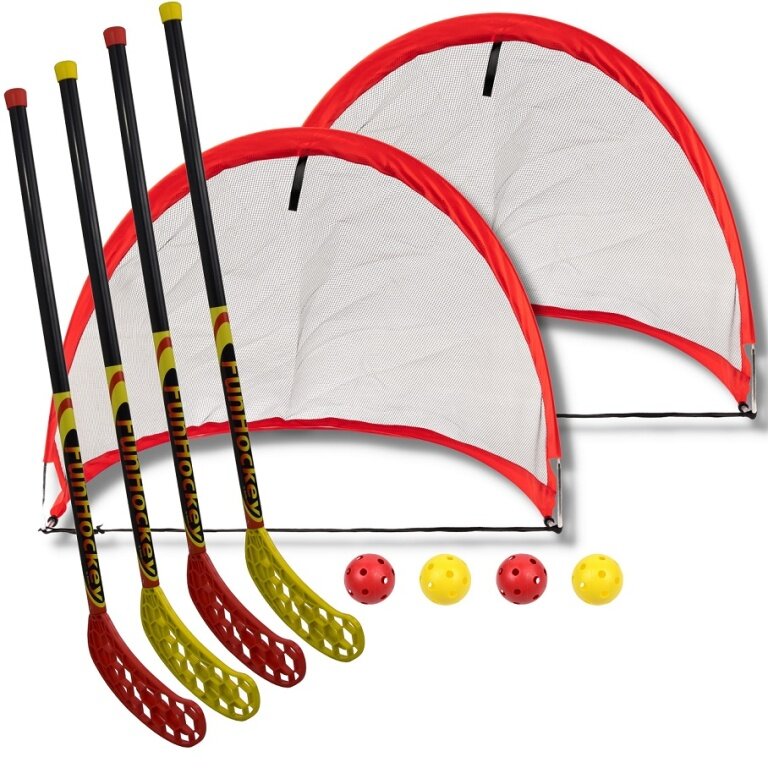 Bandito Funhockey Set Maxi (Floorball) Pop Up Goal (4x sticks, 4x balls, 2x Maxi goals)