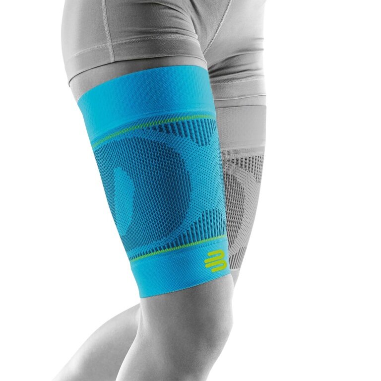 Bauerfeind Sports Thigh Support Compression Sleeves Upper Leg Short - river blue - 2 pieces