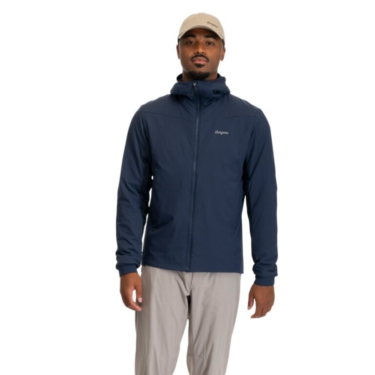 Bergans Holo Insulated Hooded Hiking Jacket (4-Way Stretch) navy blue men's