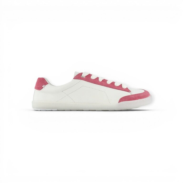 Blusun Barefoot Shoes Sneakers BLSN-500W (Smooth Leather/Suede, Flexible Sole) White/Pink Ladies