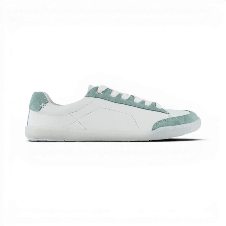 Blusun Barefoot Shoes Sneakers BLSN-500W (Smooth Leather/Suede, Flexible Sole) White/Green Ladies