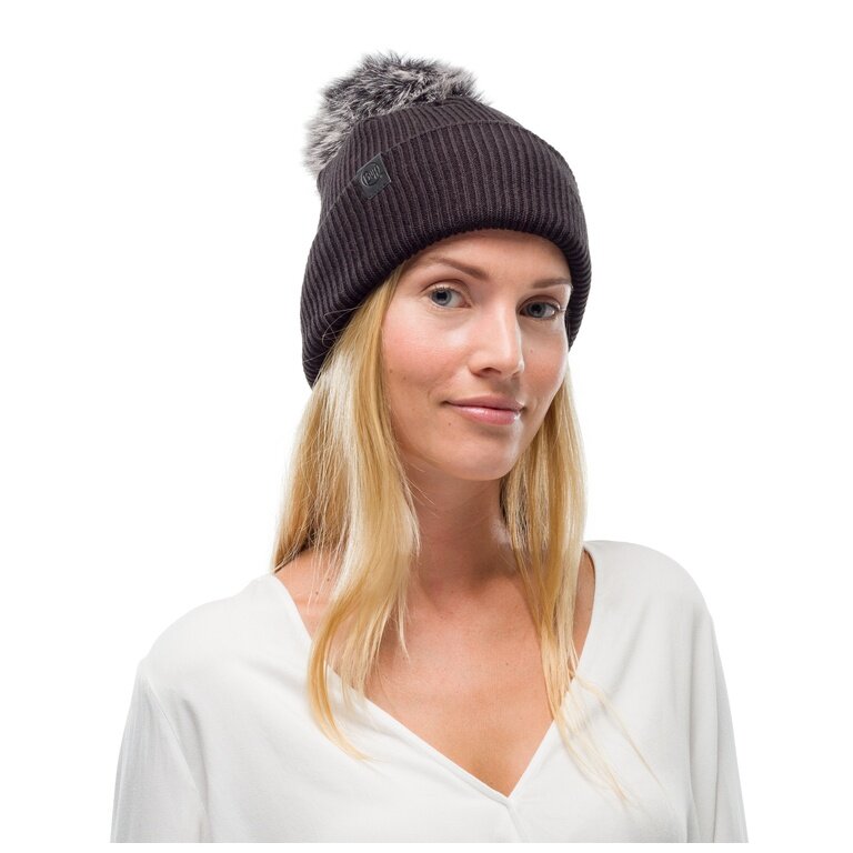 Buff Knitted Hat (Pom Pom) Kesha Black