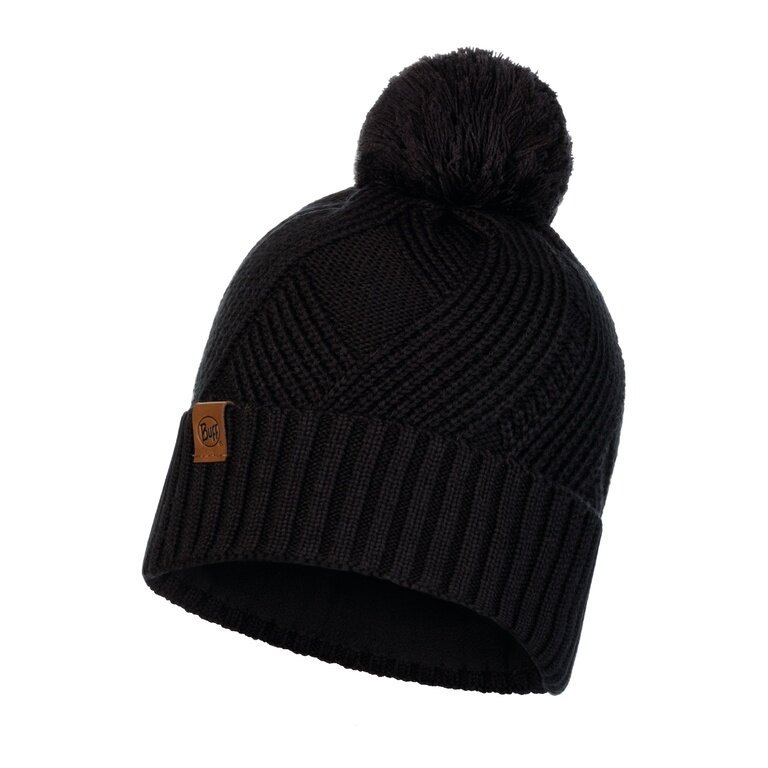 Buff Hat (Pom Pom) Knit & Polar Raisa black