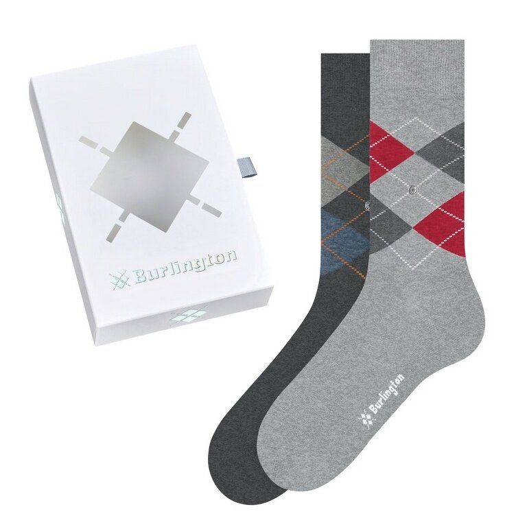Burlington Daily Sock Crew Basic 2-Pack Gift Box light grey/dark grey Men - 2 Pairs