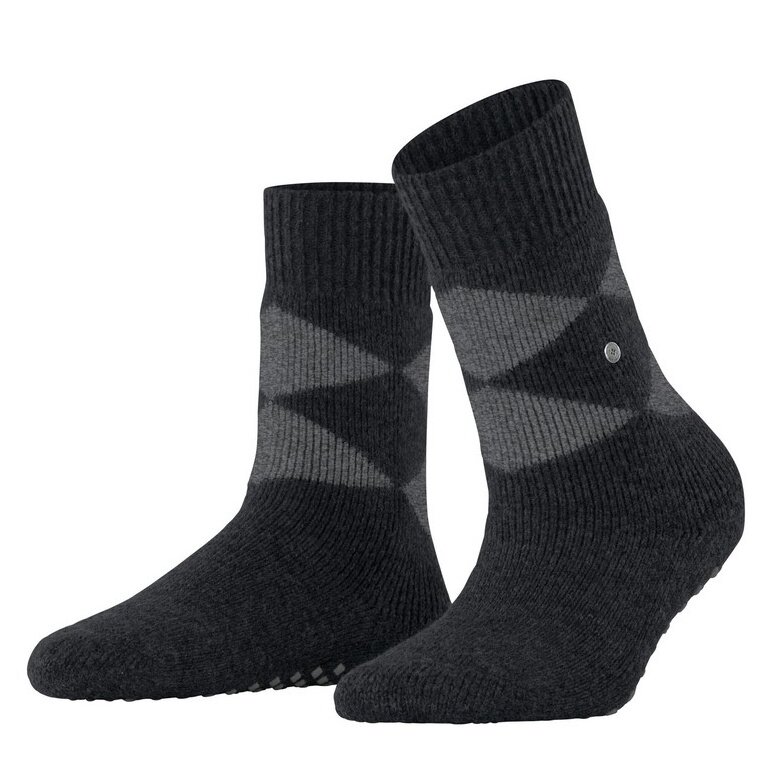 Burlington Daily Sock Cosy Argyle (Wool Blend) black/grey Ladies - 1 Pair