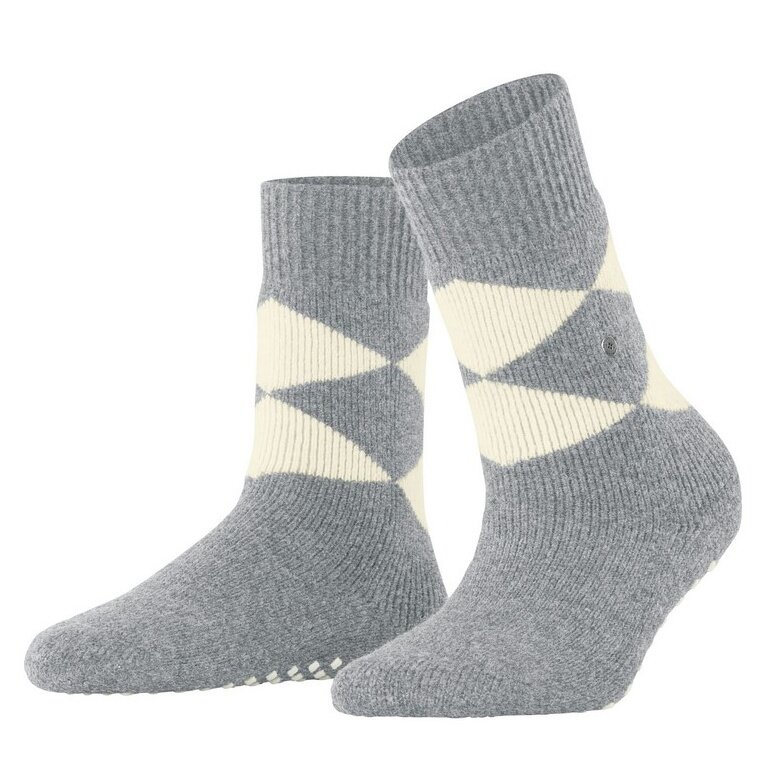 Burlington Daily Sock Cosy Argyle (Wool Blend) grey/white Ladies - 1 Pair