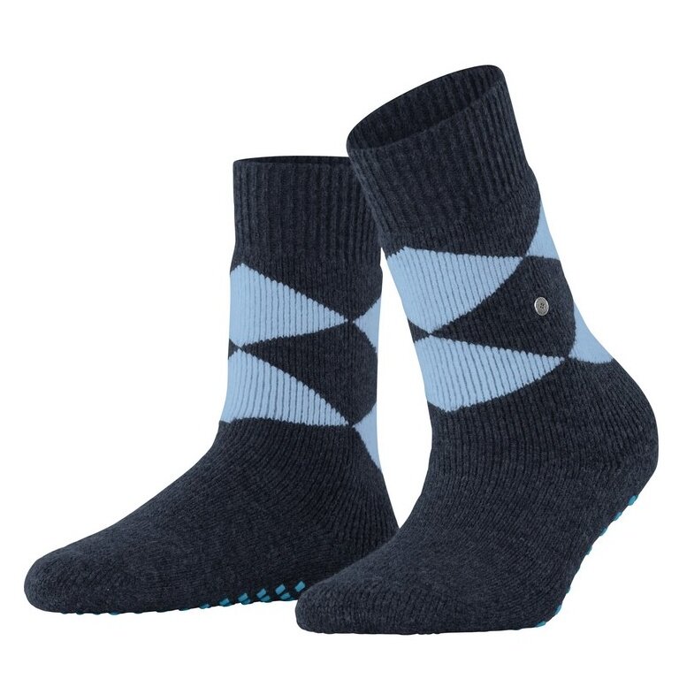 Burlington Daily Sock Cosy Argyle (Wool Blend) Midnight Blue Ladies - 1 Pair