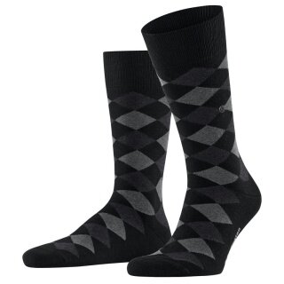 Burlington Daily Sock Danny (Cotton, Argyle Pattern) black/grey Men's - 1 Pair
