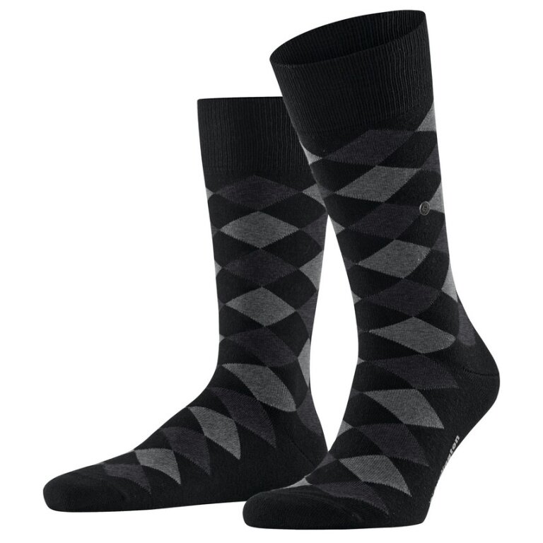 Burlington Daily Sock Danny (Cotton, Argyle Pattern) black/grey Men's - 1 Pair