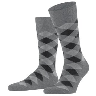 Burlington Daily Sock Danny (Cotton, Argyle Pattern) grey/black Men's - 1 Pair