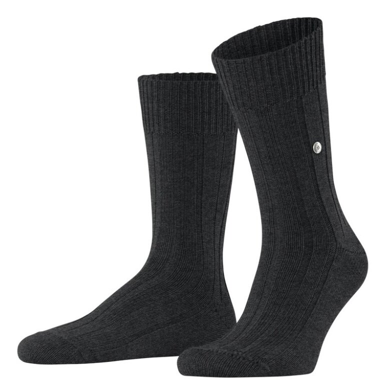 Burlington Daily Sock Dover (Virgin Wool, Rib Structure) asphalt grey Men's - 1 Pair
