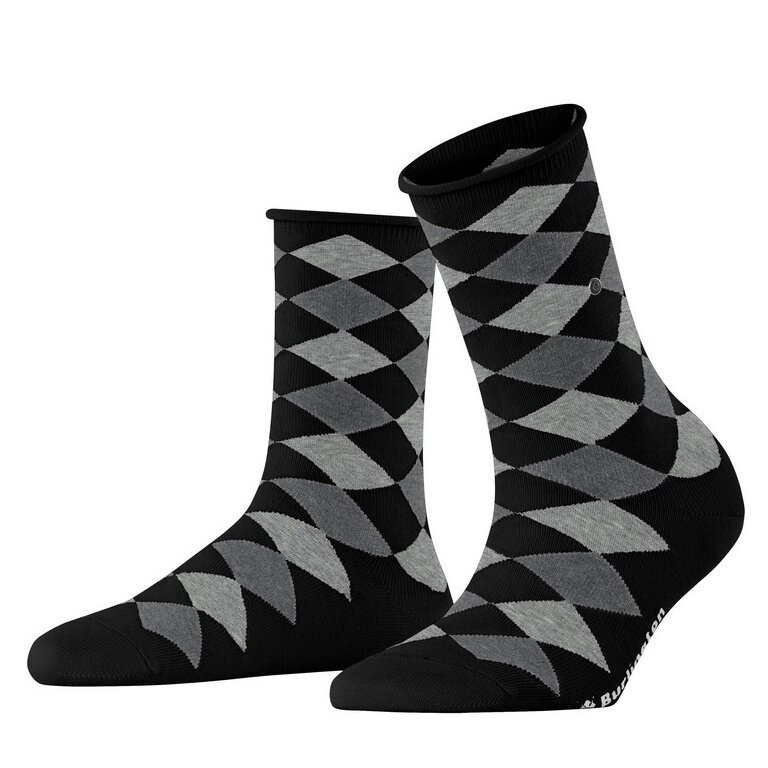 Burlington Daily Sock Sandy (Cotton, Argyle Pattern) black/grey Ladies - 1 Pair
