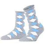 Burlington Daily Sock Sandy (Cotton, Argyle Pattern) Light Grey Ladies - 1 Pair