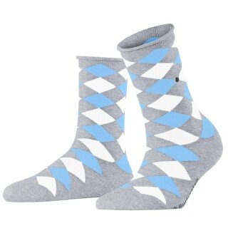 Burlington Daily Sock Sandy (Cotton, Argyle Pattern) Light Grey Ladies - 1 Pair
