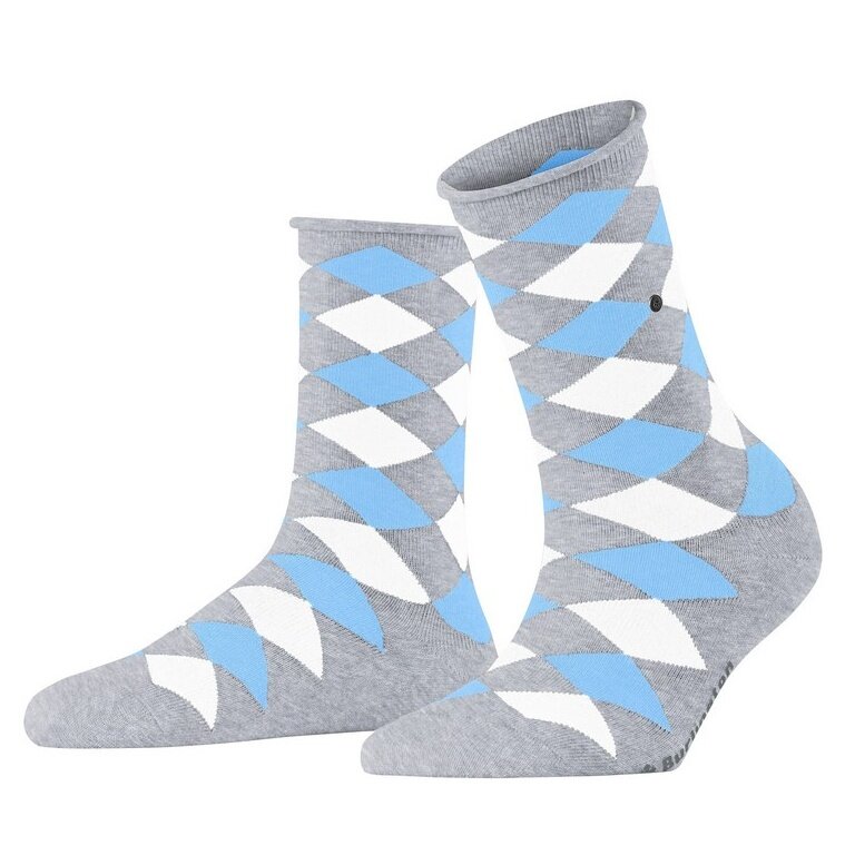 Burlington Daily Sock Sandy (Cotton, Argyle Pattern) Light Grey Ladies - 1 Pair