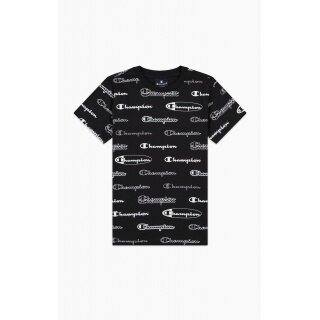 Champion Leisure T-shirt (Cotton) Allover Script Print Black Boys