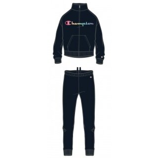 Champion Tracksuit (Jacket & Trousers made of Cotton) Big Logo Print Black Girls