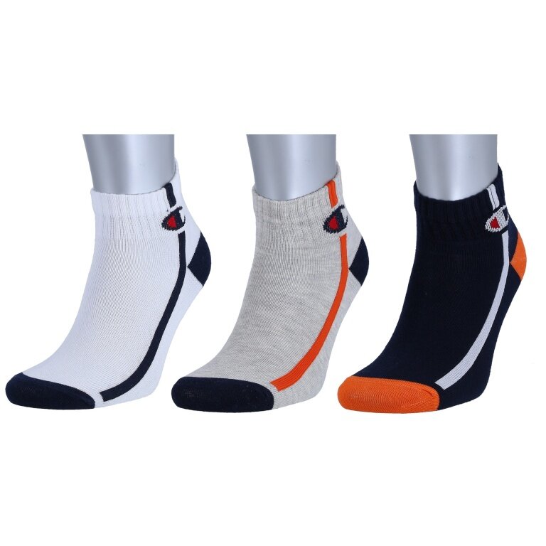 Champion Tennis Socks (Cotton) Quarter C Logo Print white/gray/navy blue Children - 3 Pairs